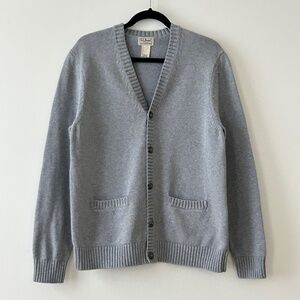 LL Bean 100% Cotton Gray Oversized Button Up Cardigan